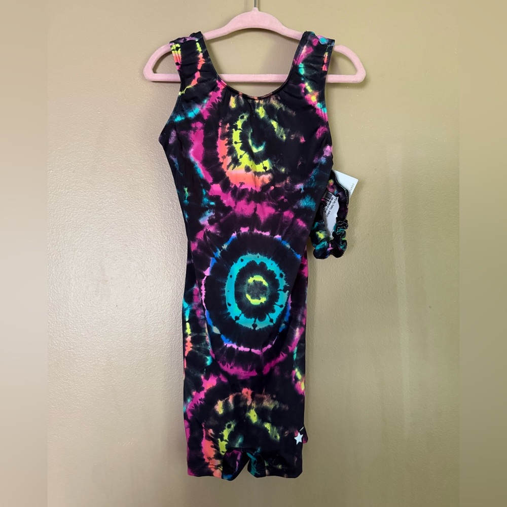 Brand new girls Destira Tie-Dye unitard w/matching scrunchie